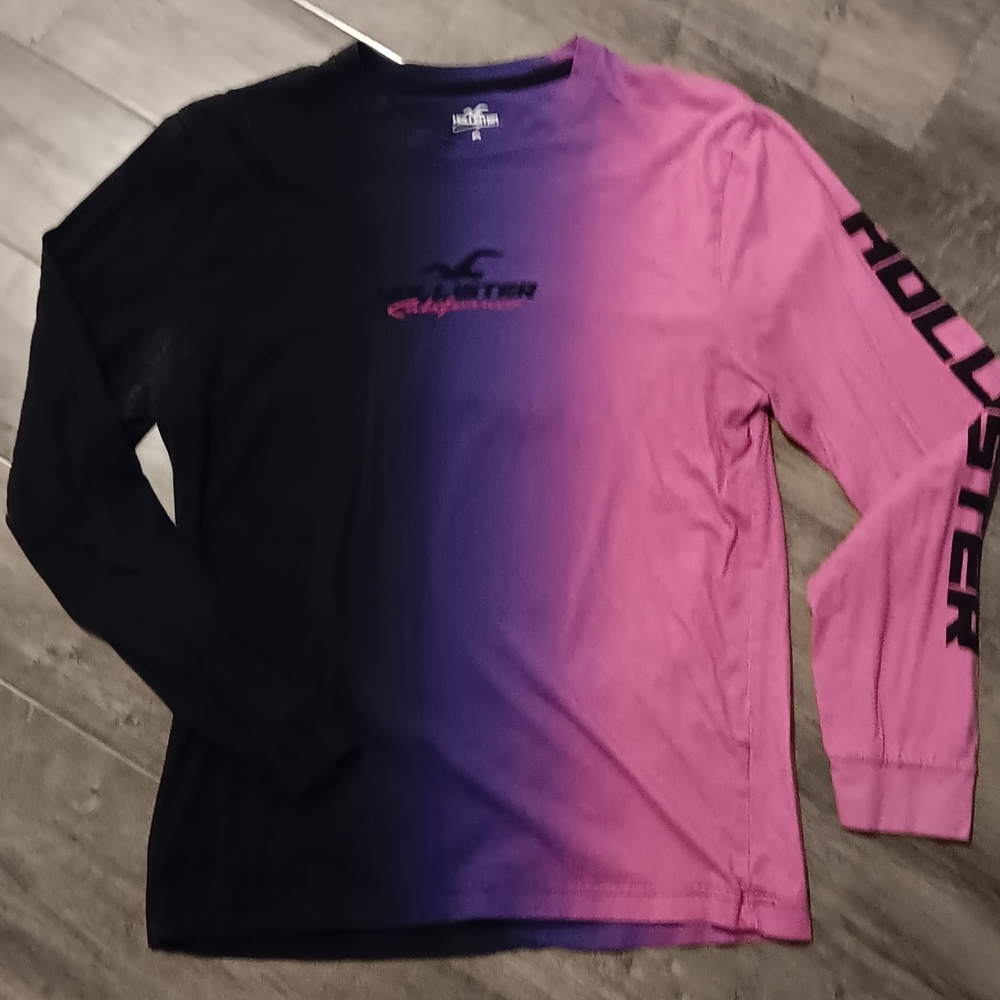 Hollister Black and Pink Ombre Long Sleeve Tee